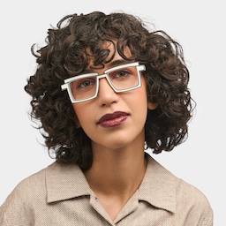 Zephyr Rectangle White Glasses0