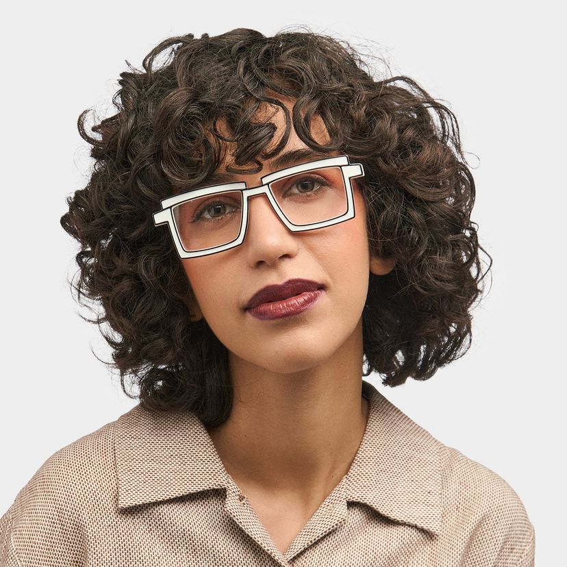 Zephyr Rectangle White Glasses