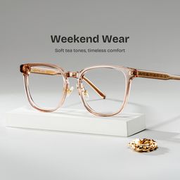 Hailey Beige Square Glasses0