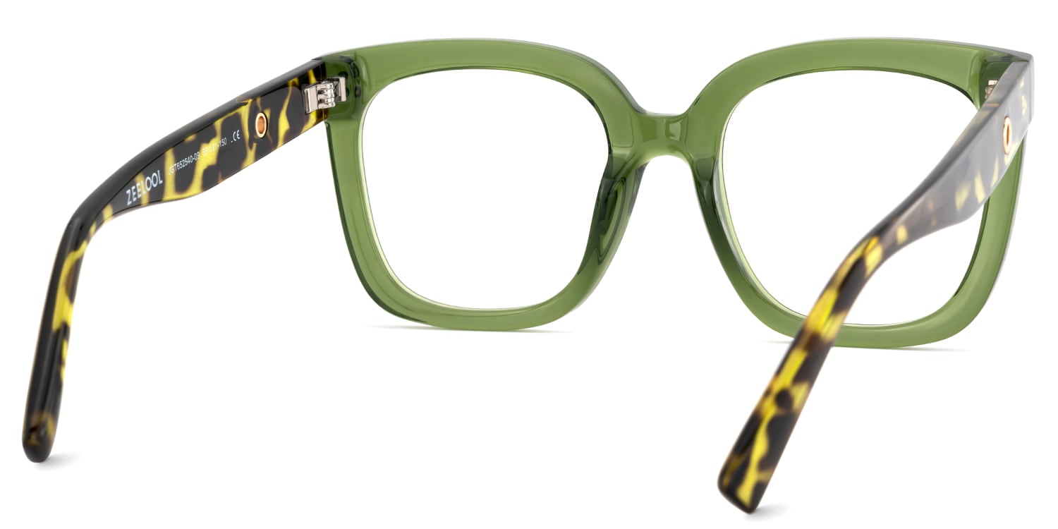 Ebony Square Green Tortoise Glasses6