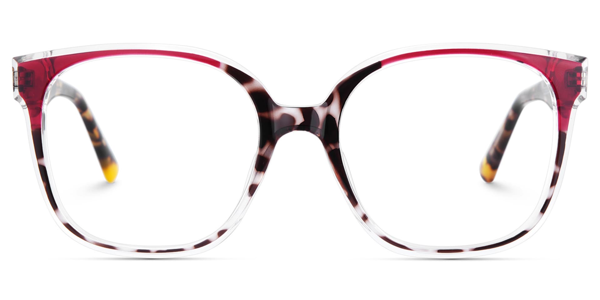 Square Tortoise Eyeglasses With Red Color Matching2