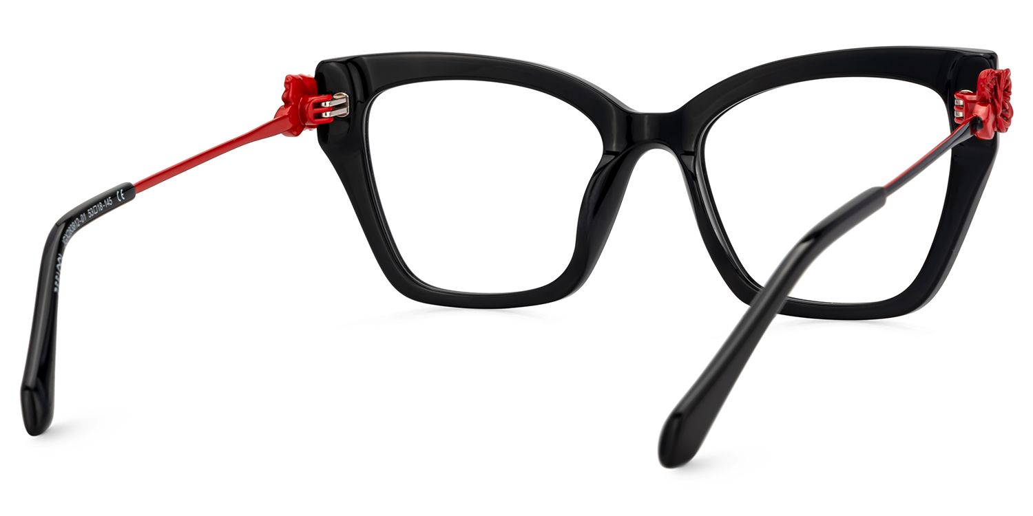 Black Butterfly Glasses With Red Rose | Zeelool4