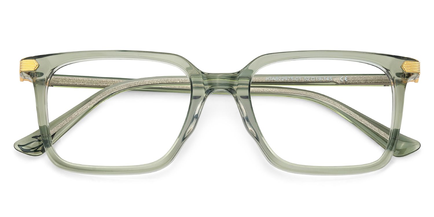 Thin Rectangle Glasses Frames in Green Color2