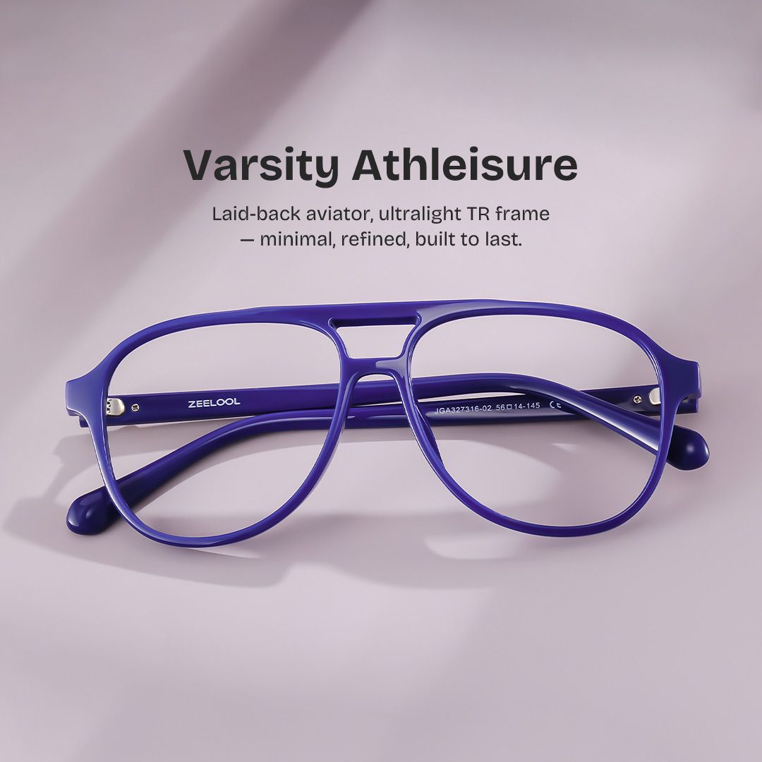 Luna Blue Aviator Frame Glasses | Sporty Campus Style0