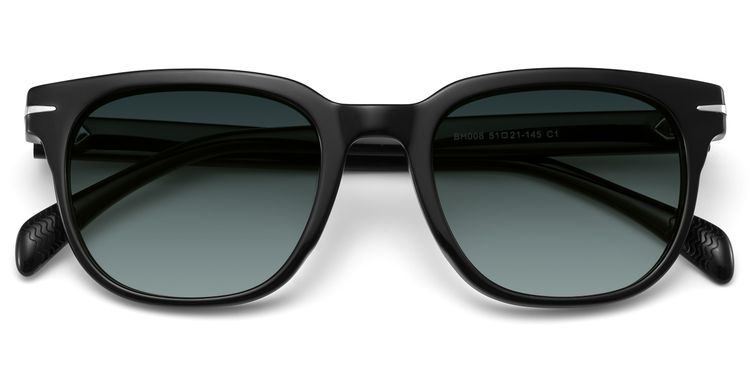 Rocco Rectangle Black Frame Polarized Sunglasses
