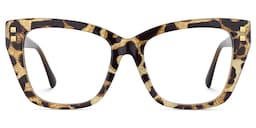 Tessia Square Brown Leopard Glasses2