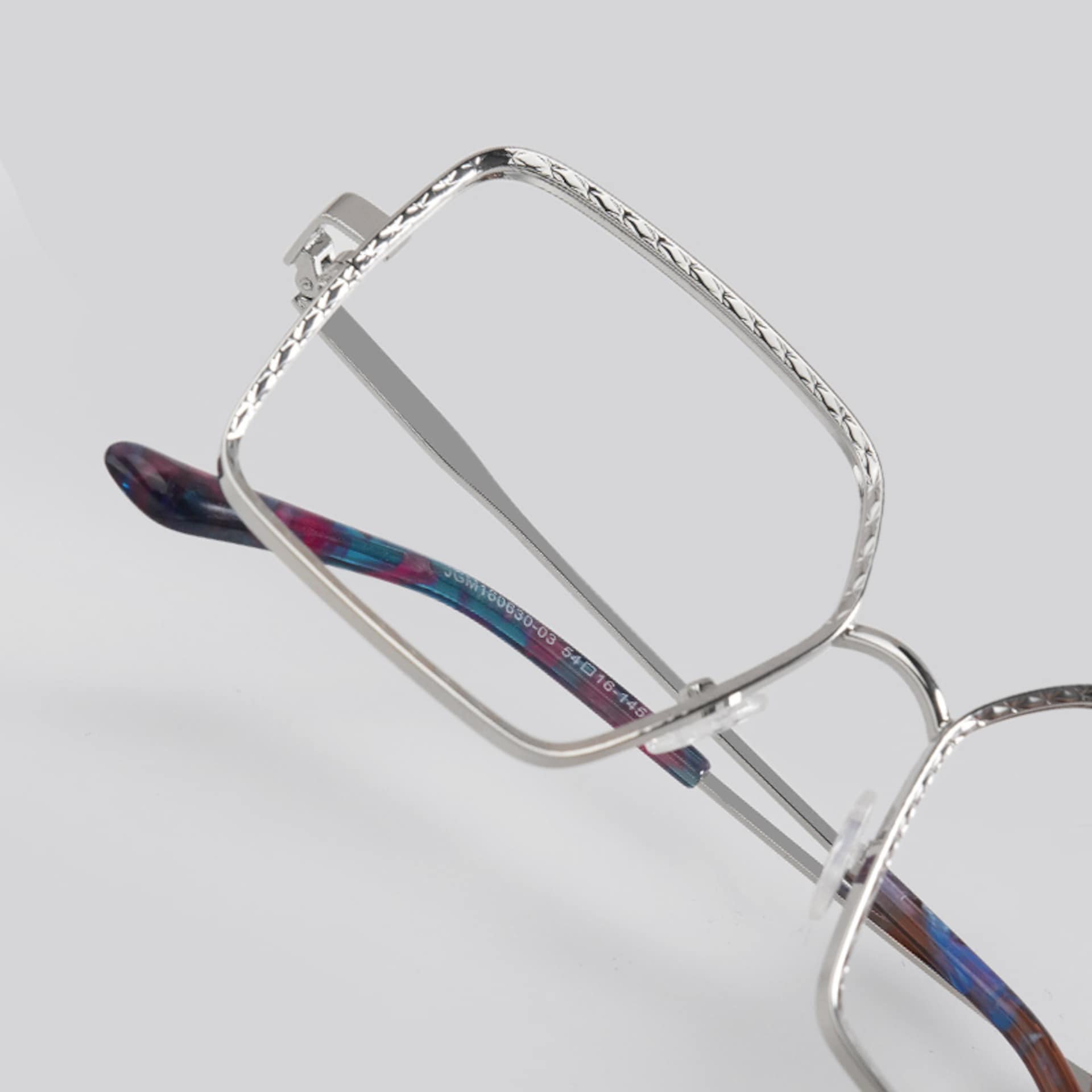 Square Toure Sliver Metal Diamond Cut Eyeglasses5