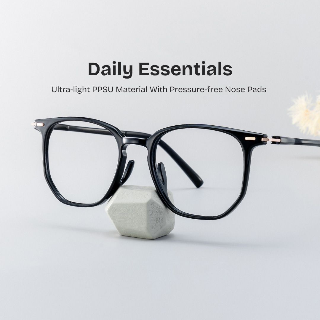 Geometric Black Eyeglasses- Isla TR90 Frame Glasses0