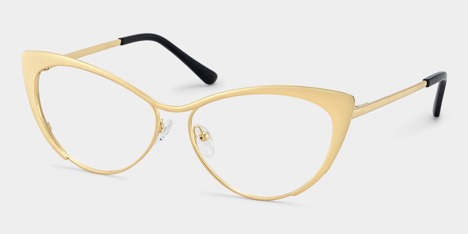 Ellen Cateye Gold Metal Frame Glasses for Women | ZEELOOL3