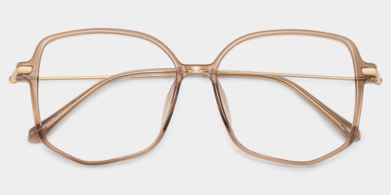 Payton Geometric Beige Frame Glasses | Zeelool Optical1
