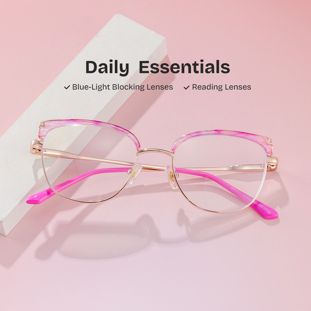 Beau Eyeglasses in Cat eye Pink Gold Frame | Zeelool0
