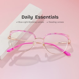 Beau Cat eye Pink Gold Glasses0