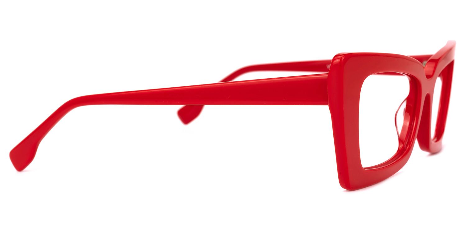Newell Bright Red Rectangle Large Frame Glasses | Zeelool2