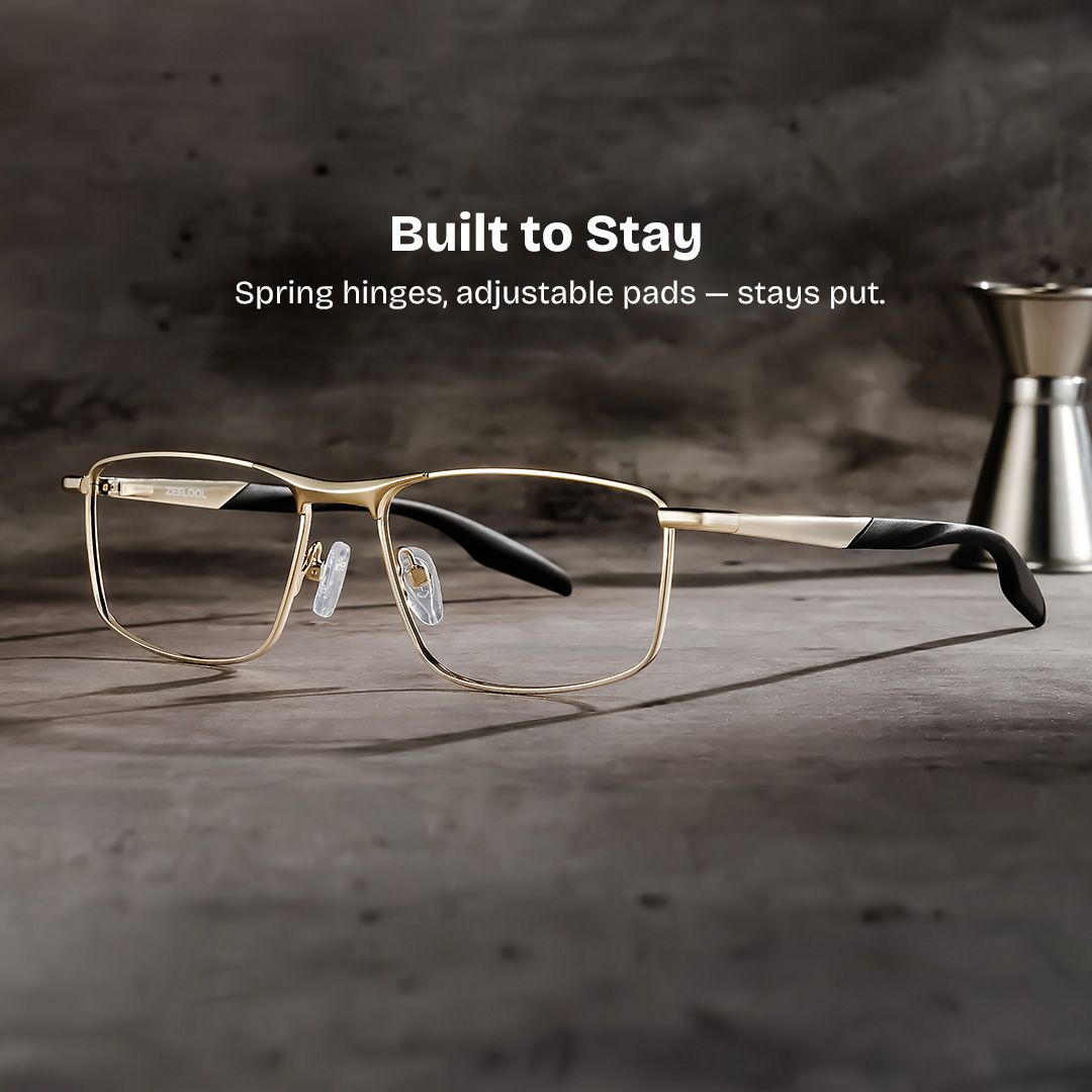 Scout Rectangle Gold Frame Glasses for Men | ZEELOOL0