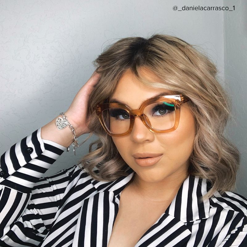 Malcolm Champagne Crystal Frame Glasses | Zeelool9