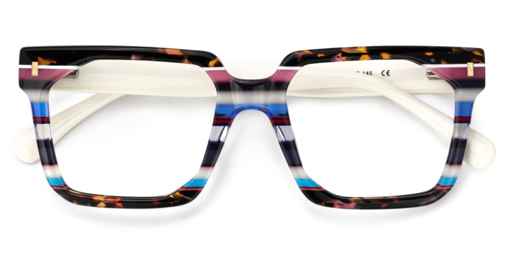 Full Rim Rectangle Glasses With White Temples2