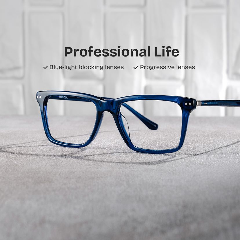 Harper Rectangle Blue Glasses