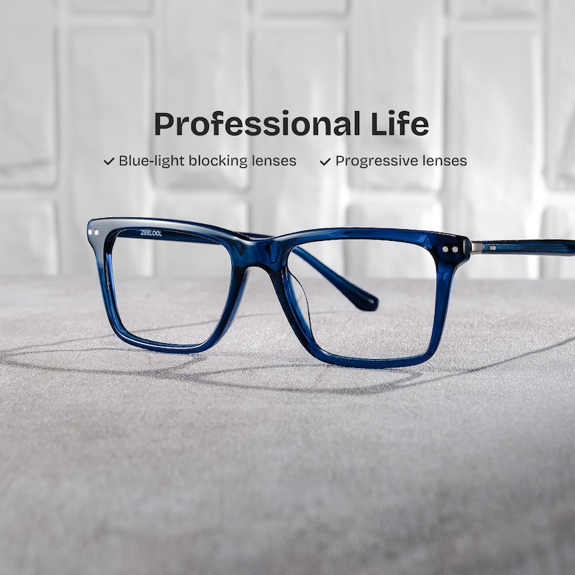 Harper Rectangle Blue Glasses