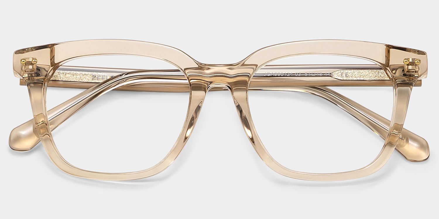 Angela Beige Clear Rectangle Glasses Frames | ZEELOOL3