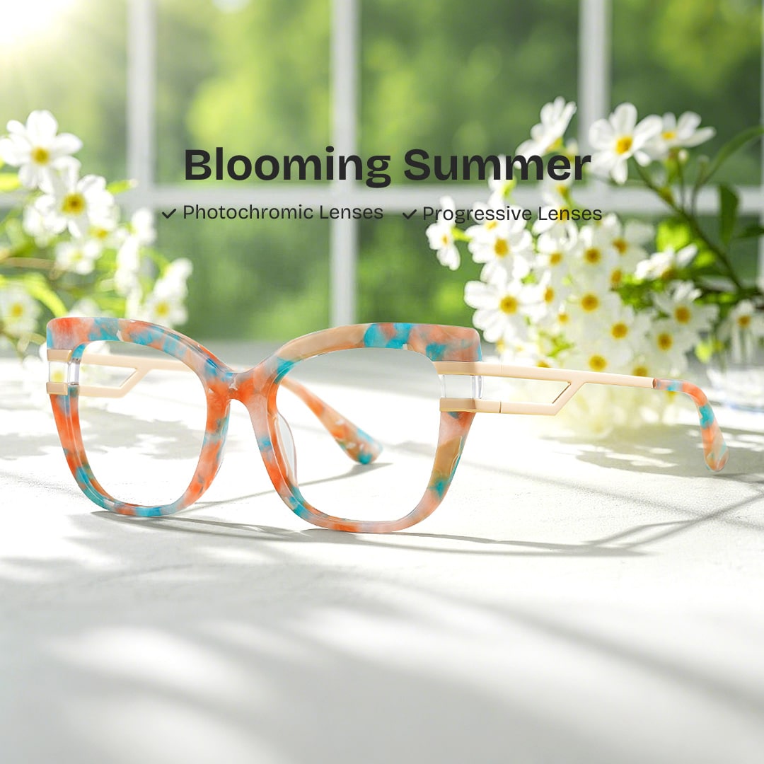 Kieran Rectangle Floral Glasses0