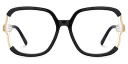 Jeania Square Black Glasses0