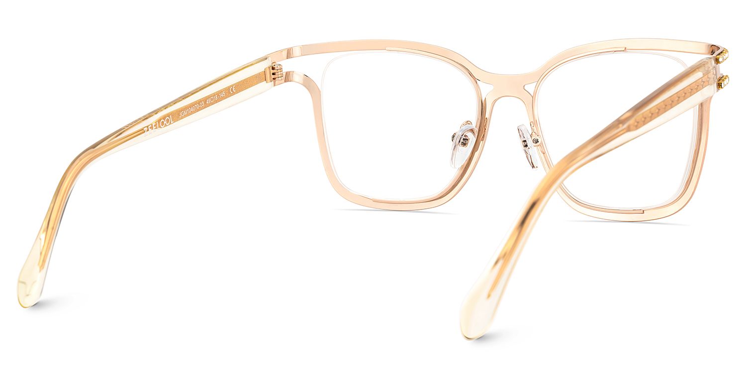 Half Rim Square Glasses With Decorated Shiny Diamonds5