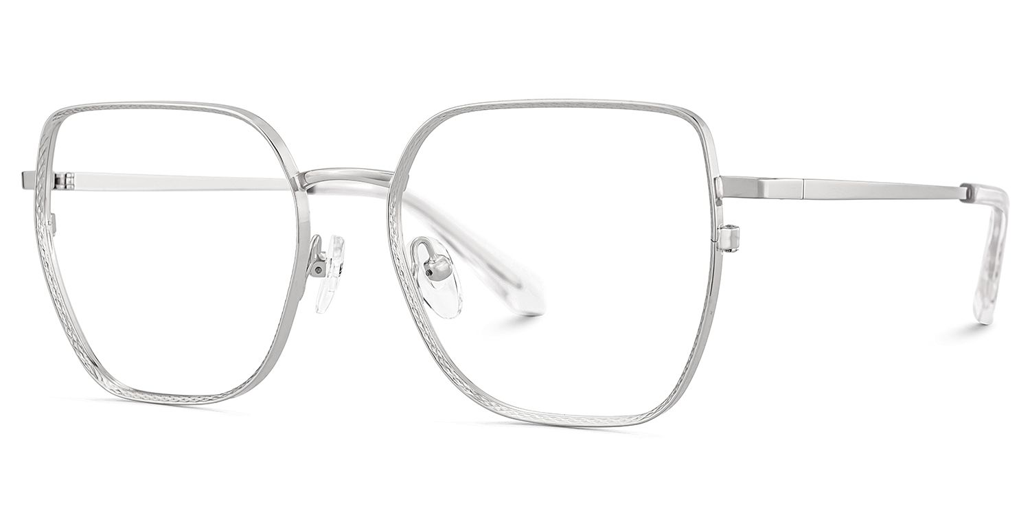 Fife Silver Full Frame Metal Prescription Glasses3