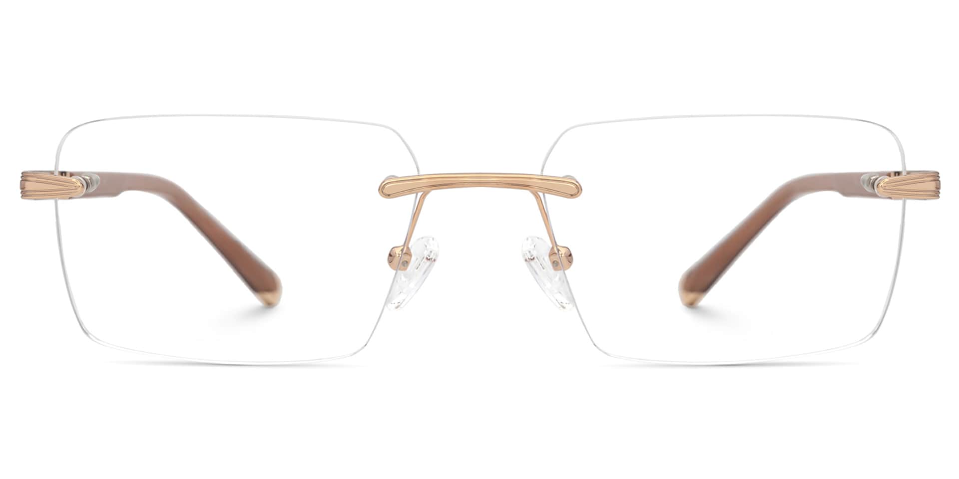 Brown Mixed-Materials Rectangle Eyeglasses- Savitrie0