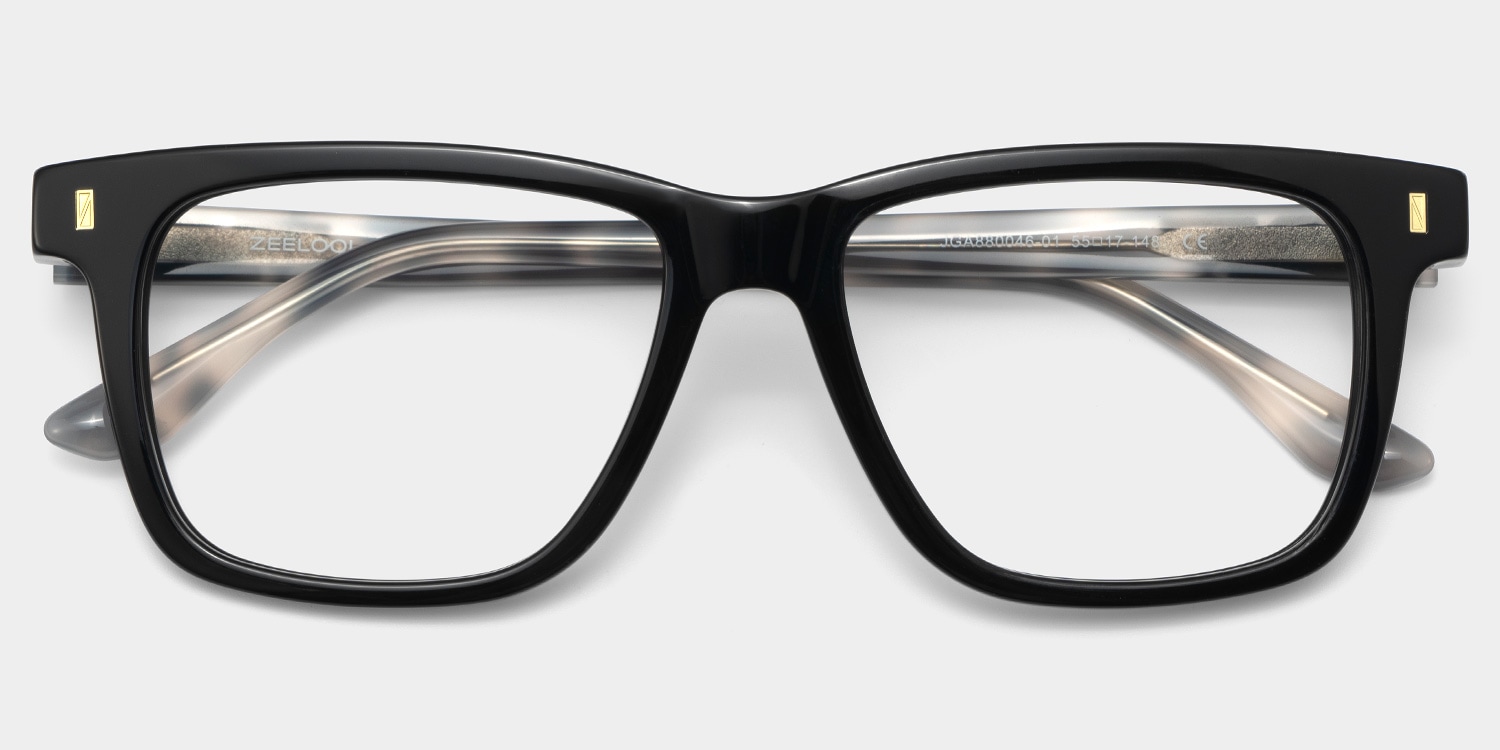 Travis Rectangle Black Glasses2