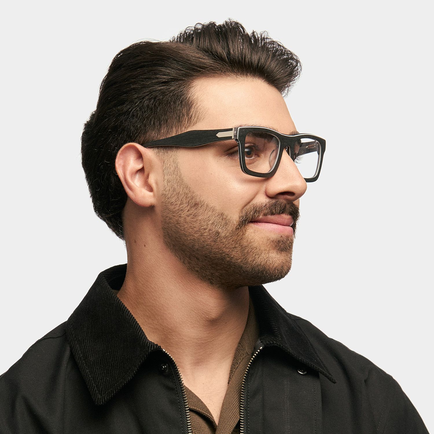 Riley Rectangle Black Frosted Frame Glasses | Zeelool1