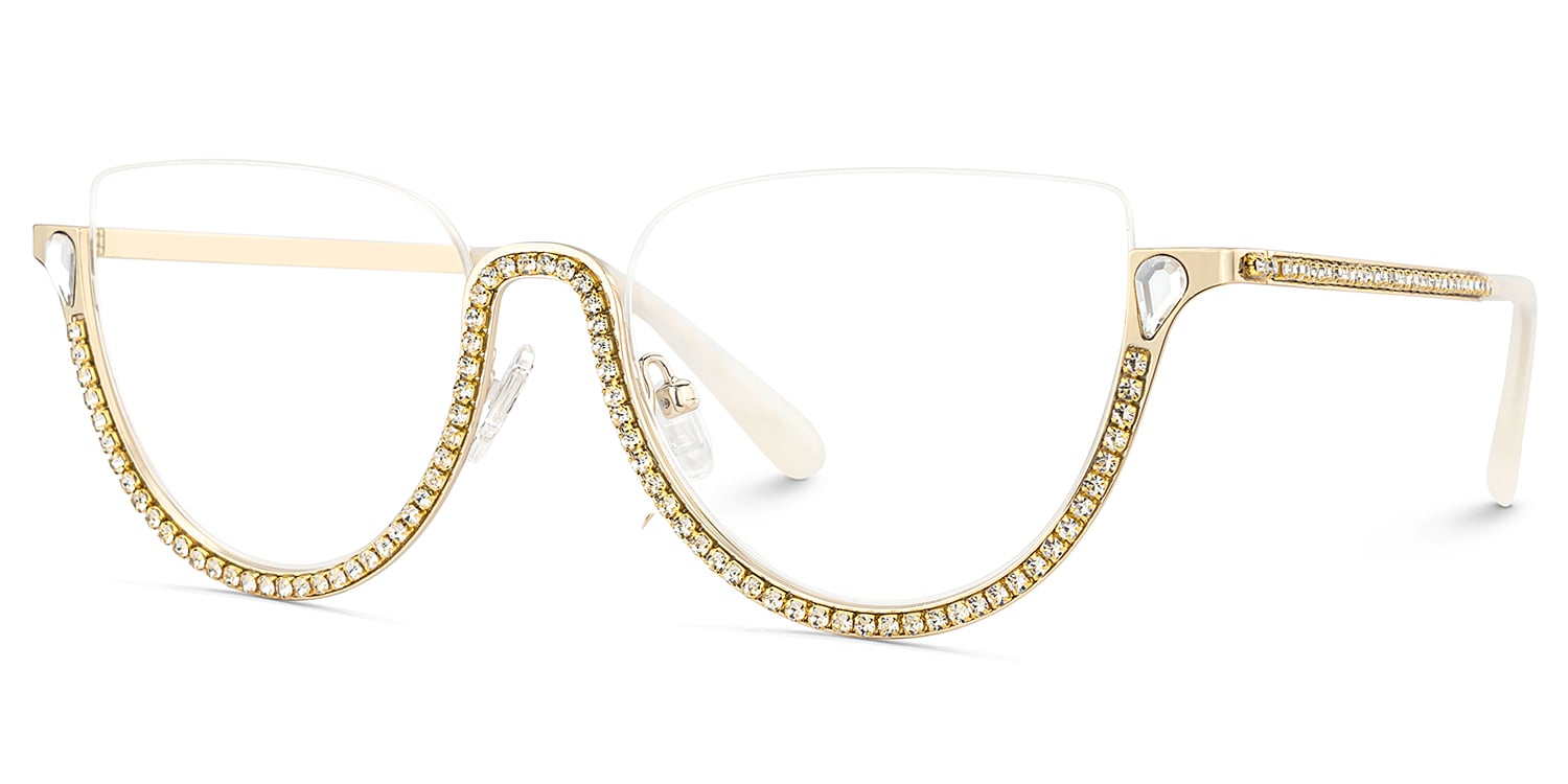 Sparkle Cateye Gold Glasses4