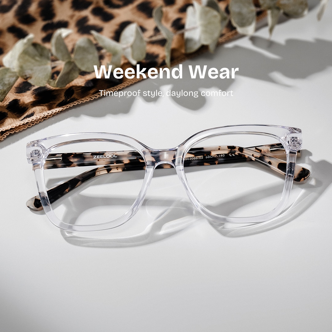 セージ a.sama 38 Sage Crystal Frame Glasses with Rectangle Frame Online | ZEELOOL