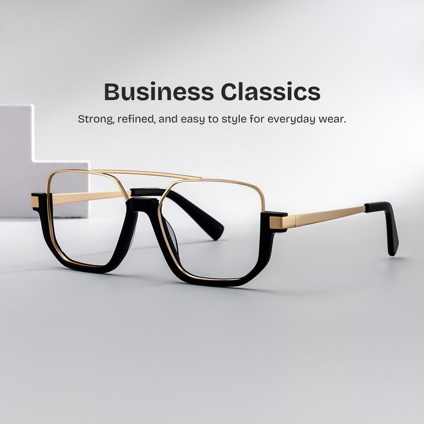 Oromiya Aviator Black Gold Glasses
