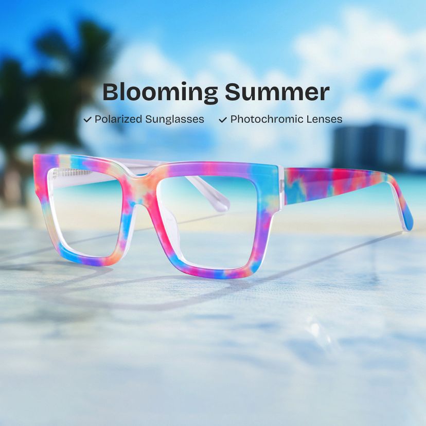Pop Colorful Rectangle Glasses