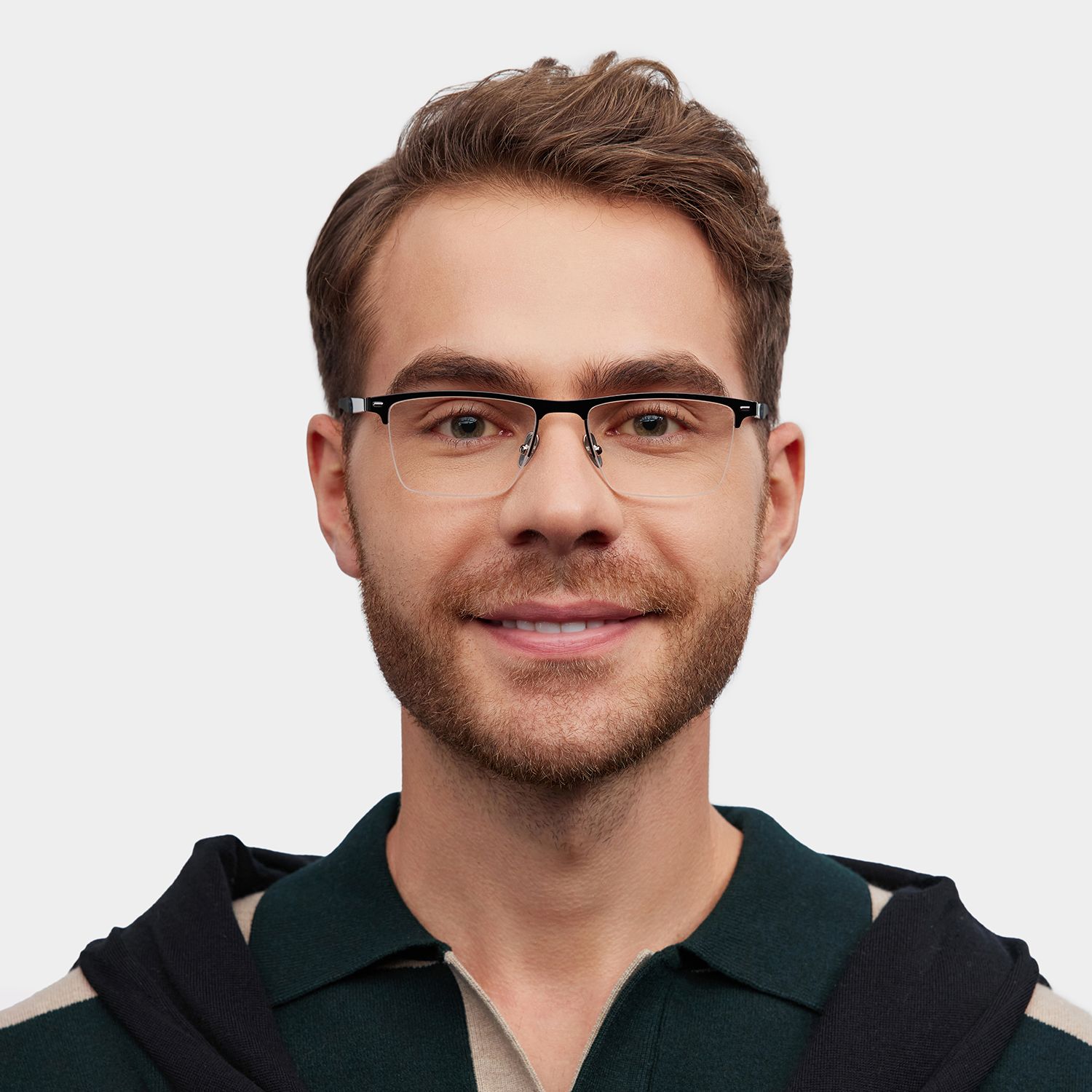 Browline Black Eyeglasses- Brock Titanium Frame Glasses0