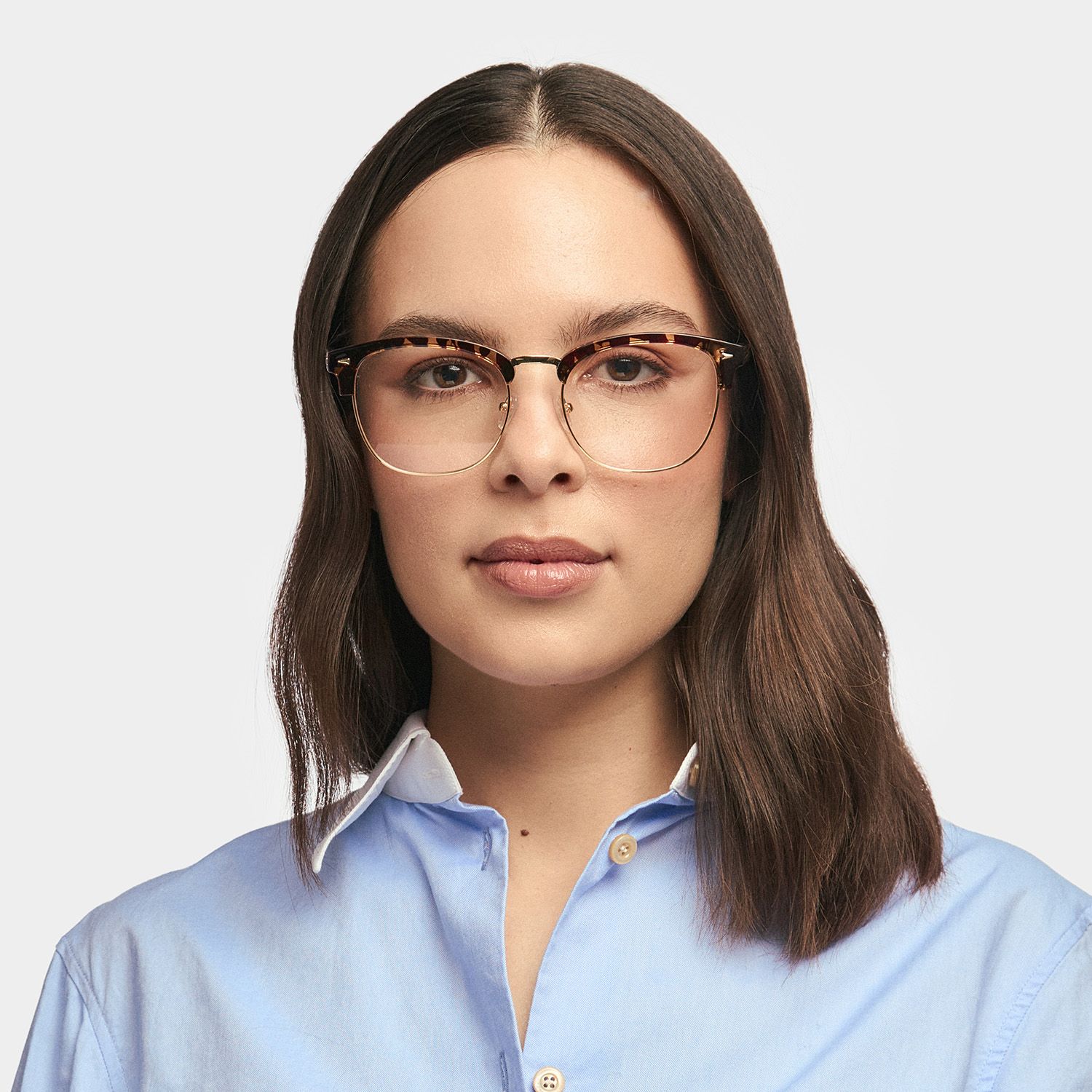 Lasha Browline Gold Glasses | Zeelool Glasses0