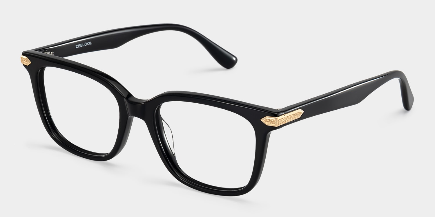 Thomas Rectangle Black Glasses3