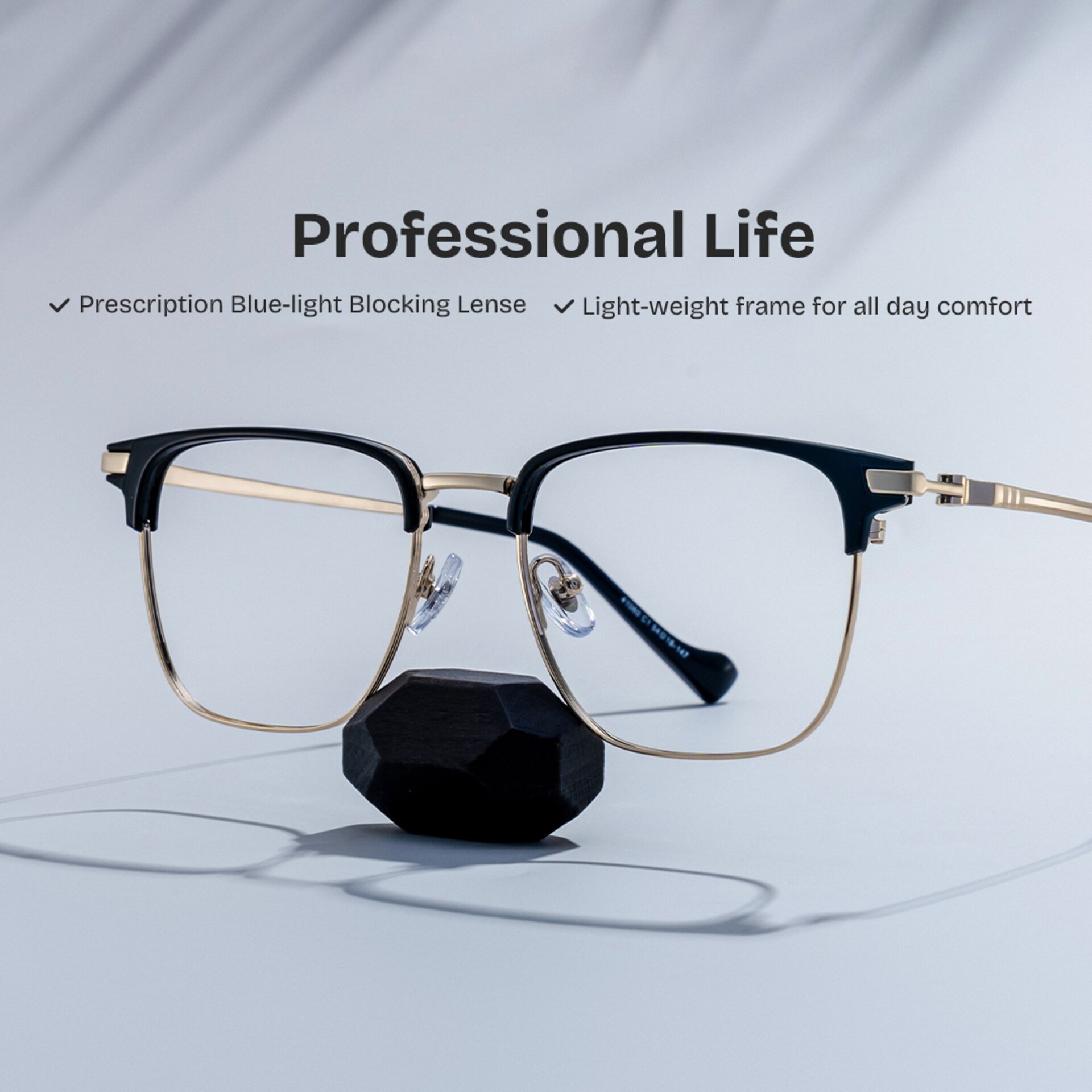 Owen Eyeglasses in Square Black Gold Frame | Zeelool0