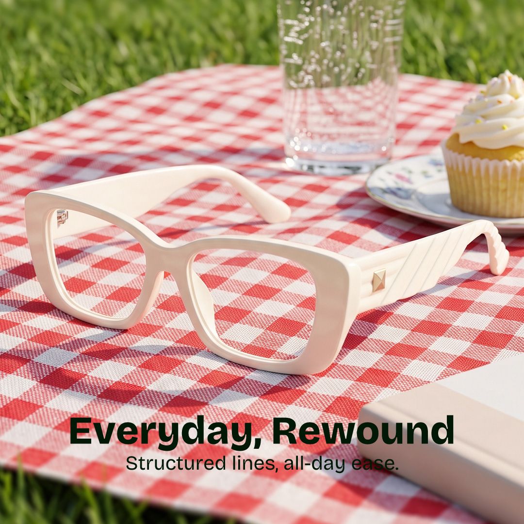 Hannah White Rectangle Frame Eyeglasses | ZEELOOL0