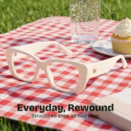 Hannah White Rectangle Glasses0