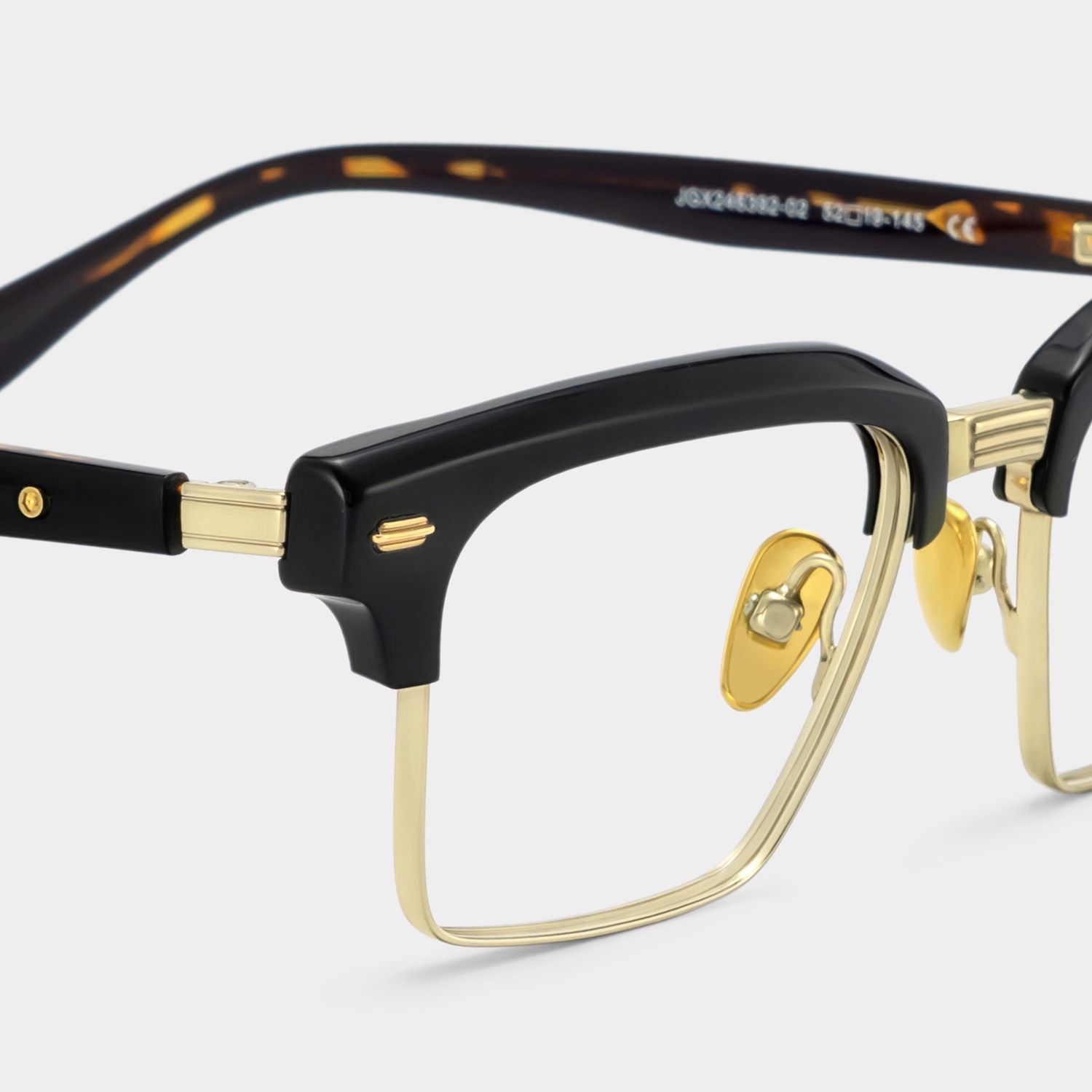 Landon Balck and Gold Browline Glasses for Men | ZEELOOL5