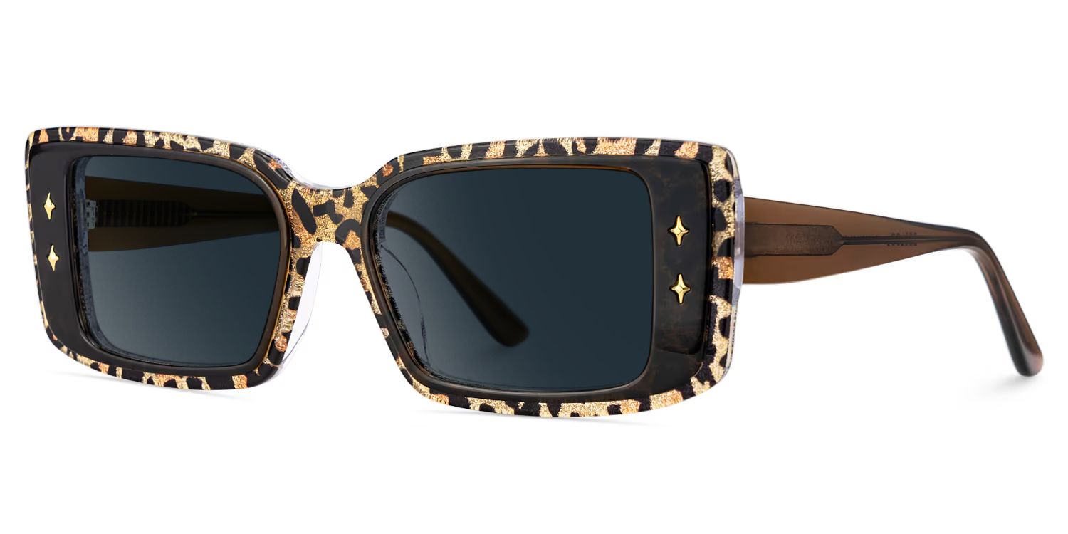 Women's Rectangle Eyeglasses Frames With Leopard Color2