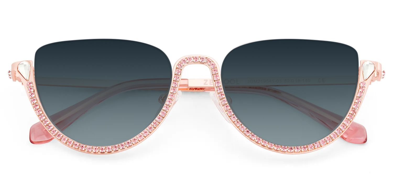 Half Frame Cat Eye Glasses With Shiny Pink Diamonds1