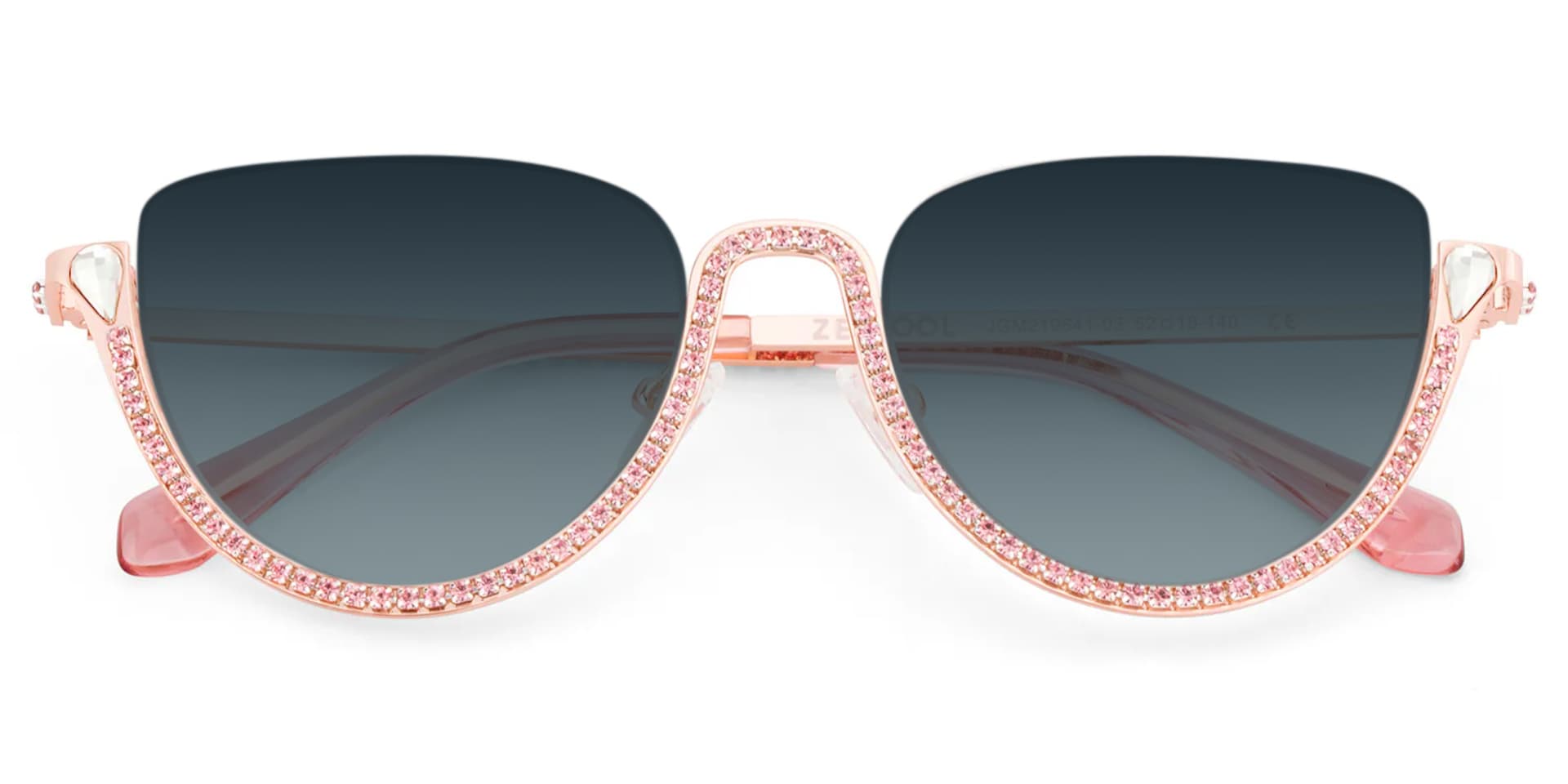 Half Frame Cat Eye Glasses With Shiny Pink Diamonds1