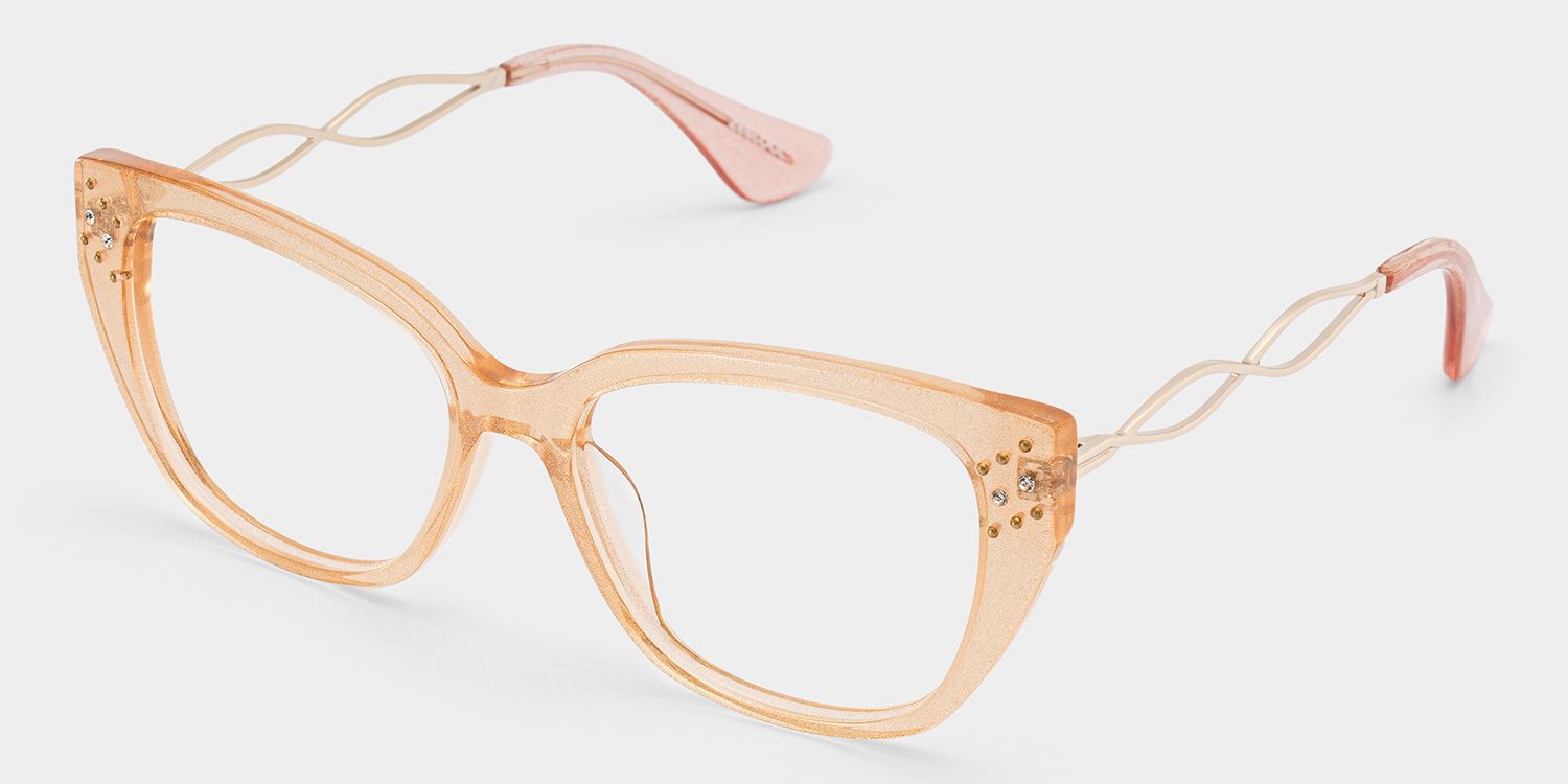 Alma Butterfly Beige Orange Transparent Glasses in Metal Temples3