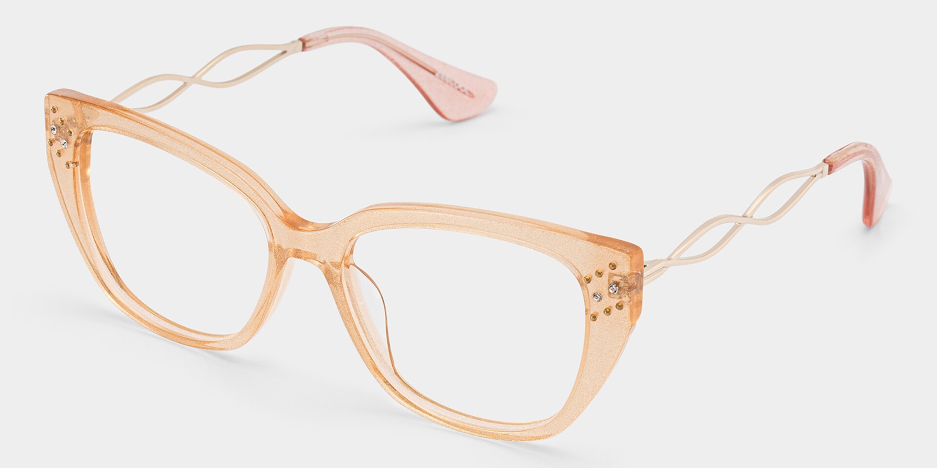 Alma Butterfly Beige Orange Transparent Glasses in Metal Temples3