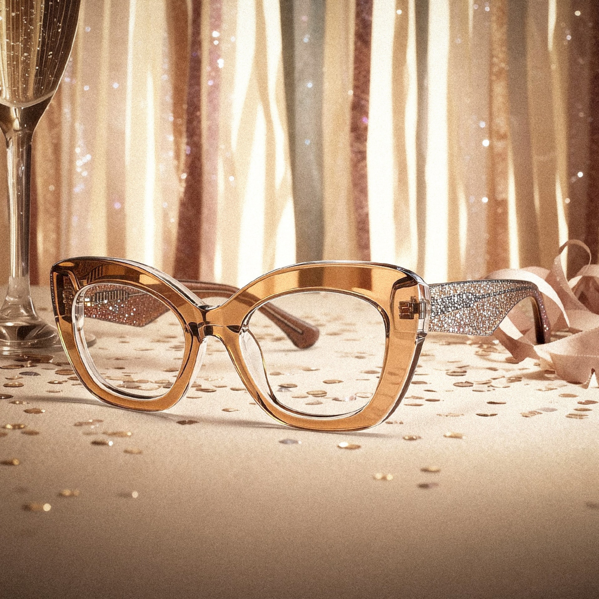 Mireille Butterfly Brown bling bling Eyeglass Frames | ZEELOOL0