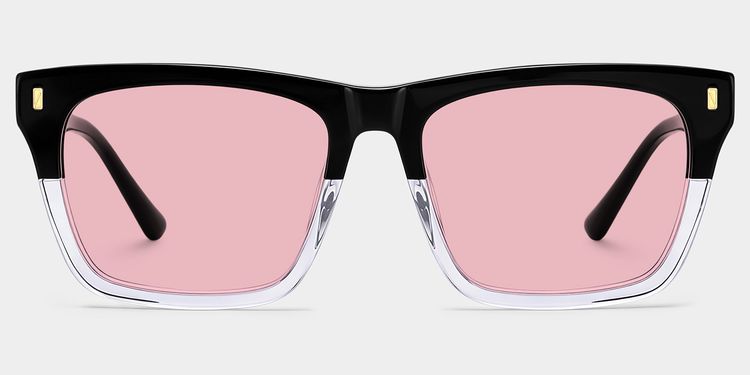 Brookins Black Clear Rectangle Sunglasses
