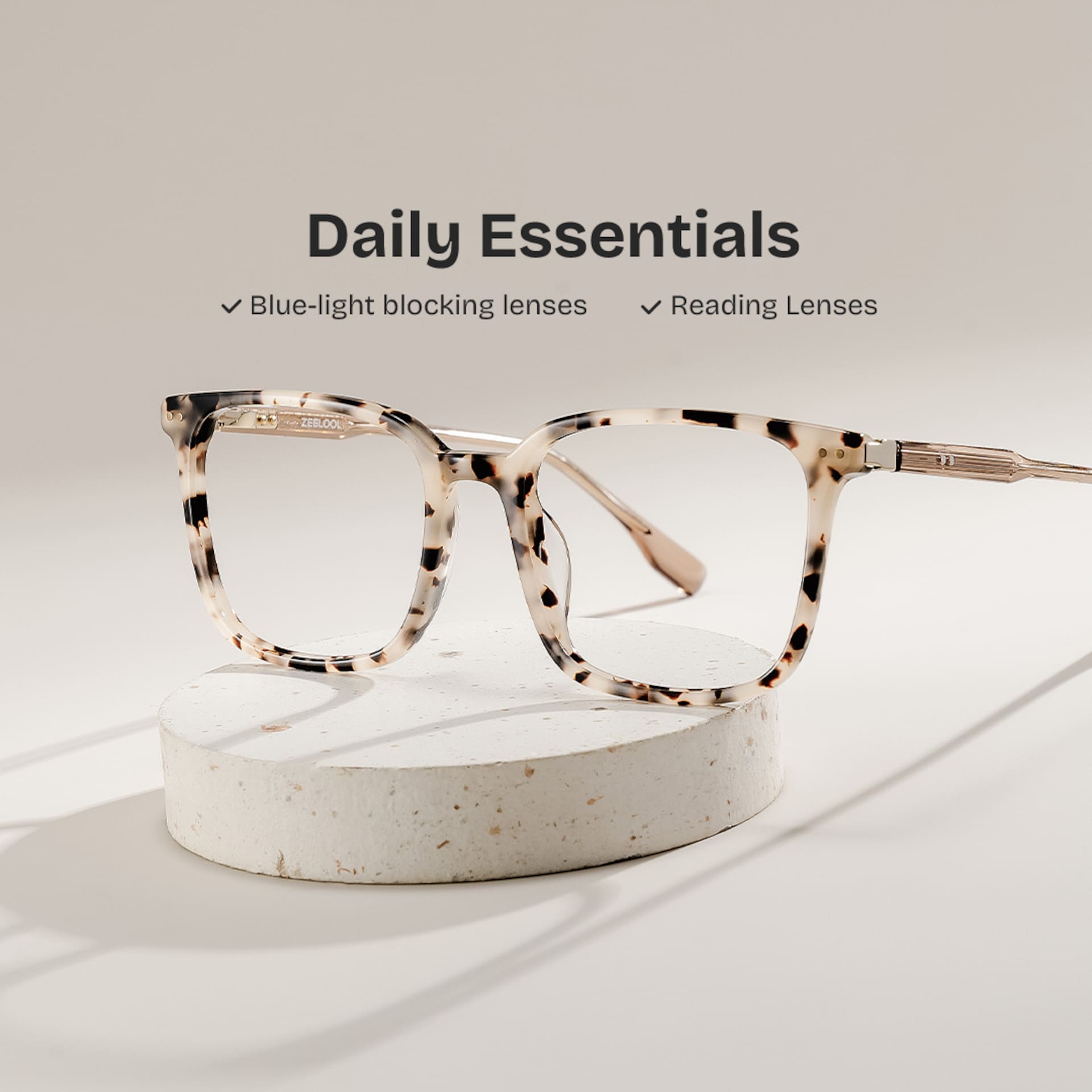 Zoe Tortoise Frame Glasses with Square Frame Online | ZEELOOL2