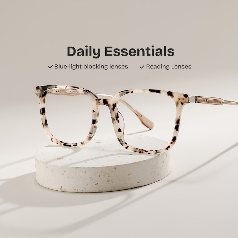 ZEELOOL Zoe Square Tortoise Glasses